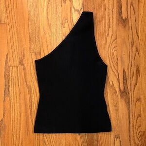 Aritzia Babaton Black Ribbed Knit Top